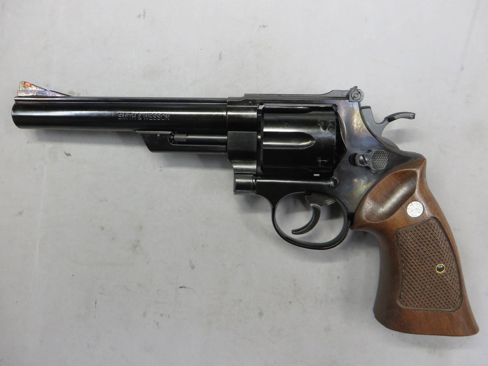 【マルシン】S&W M29 6.5in Wディープブラック ハーフチェッカー木製グリップ リアルXカートリッジ