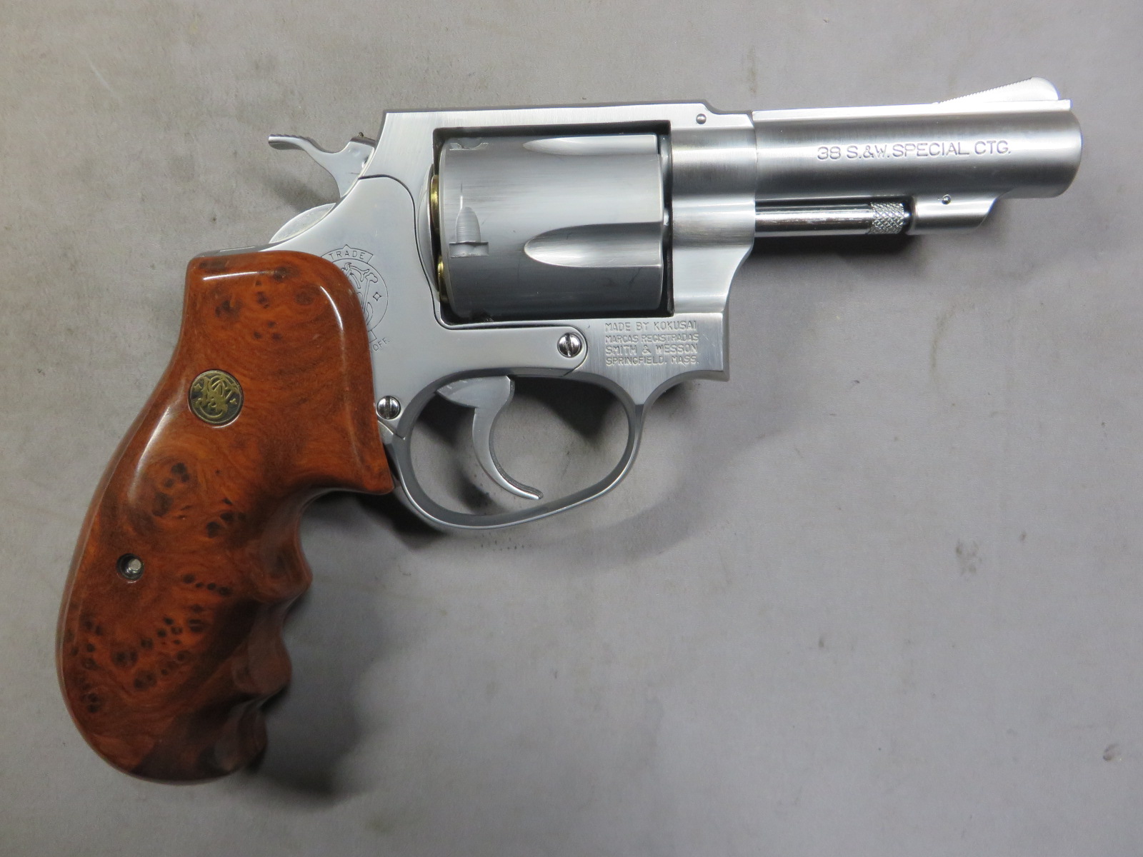 【コクサイ】S&W NEW M60 3in スーパーステンレス オーバーサイズ ウッディGP  No.493 モデルガン