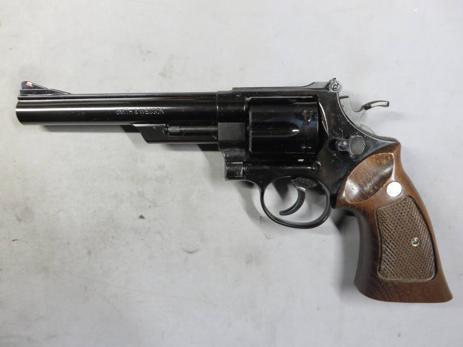 【マルシン】S&W M29 6.5in Wディープブラック ハーフチェッカー木製グリップ リアルXカートリッジ
