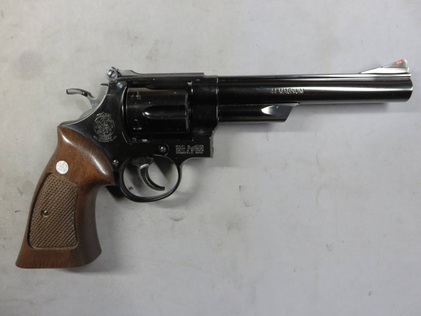 【マルシン】S&W M29 6.5in Wディープブラック ハーフチェッカー木製グリップ リアルXカートリッジ