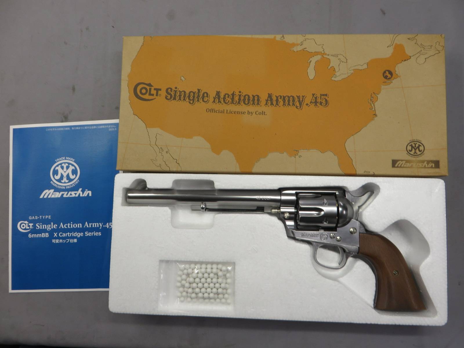 【マルシン】コルトSAA.45 キャバルリー シルバー ABS 木製グリップ仕様 Xカートリッジ