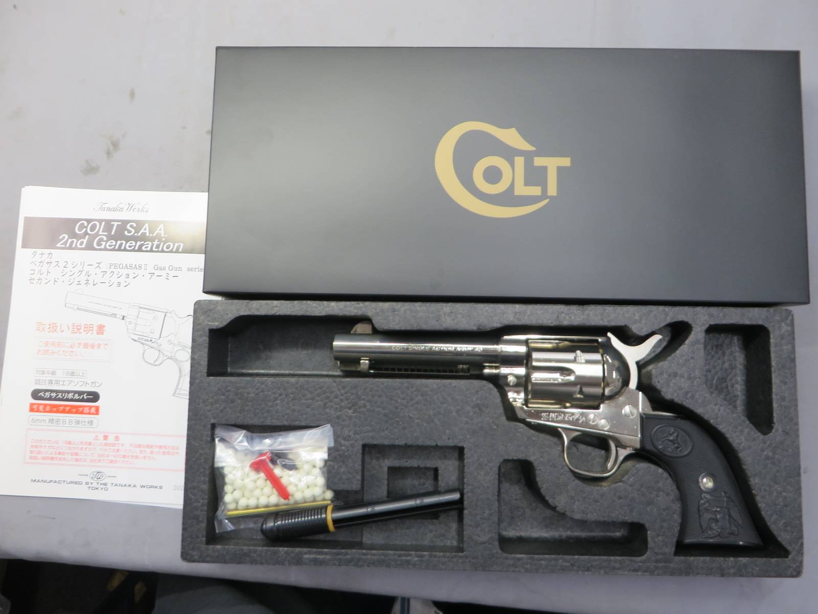 【タナカ】コルトSAA.45 2nd Gen 4 3/4 シビリアン  ニッケルフィニッシュ PEGASAS2（ペガサス2）