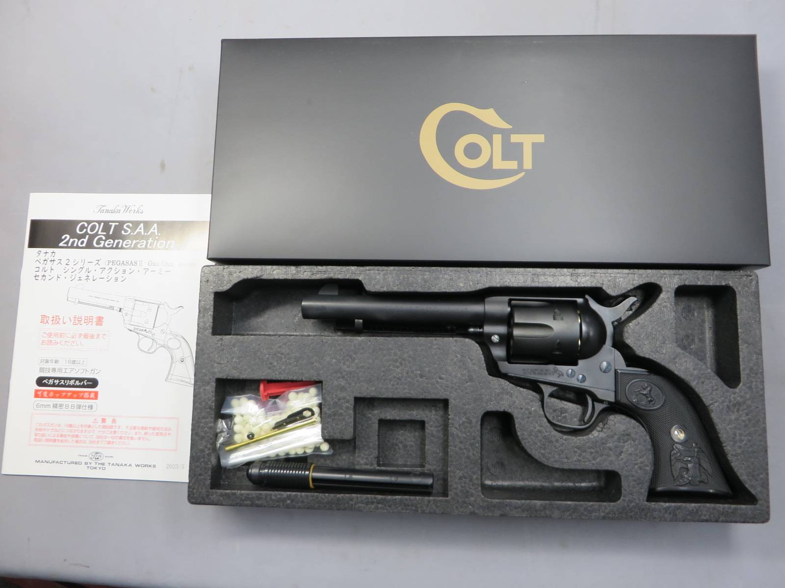 【タナカ】コルトSAA.45 2nd Gen アーティラリー・5-1/2 ブラック ペガサス2 (PEGASAS2)