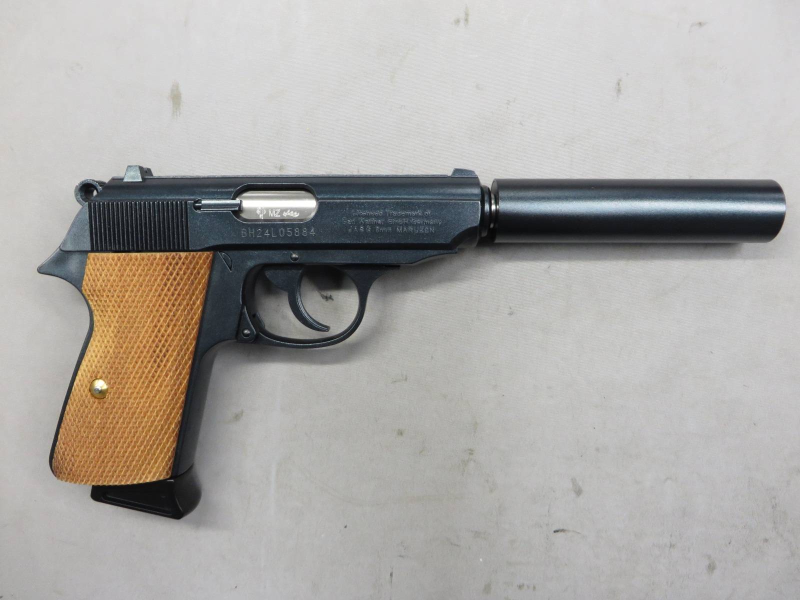 【マルゼン】ワルサー PPK/S モリブデンブルー サイレンサー付・キャロムショットカスタム