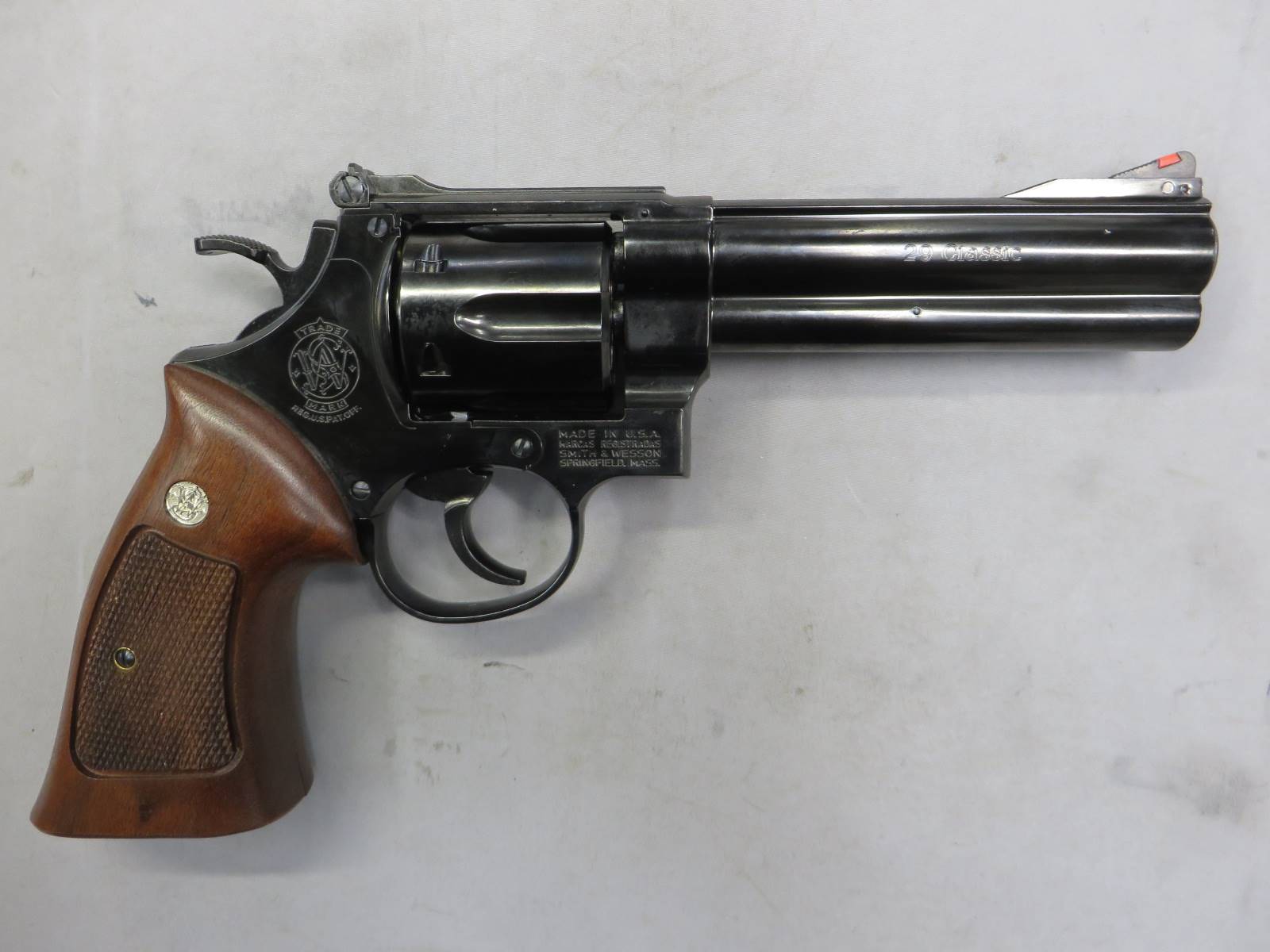 【マルシン】S&W M29 クラシック 5in Wディープブラック ハーフチェッカー木製グリップ リアルXカートリッジ