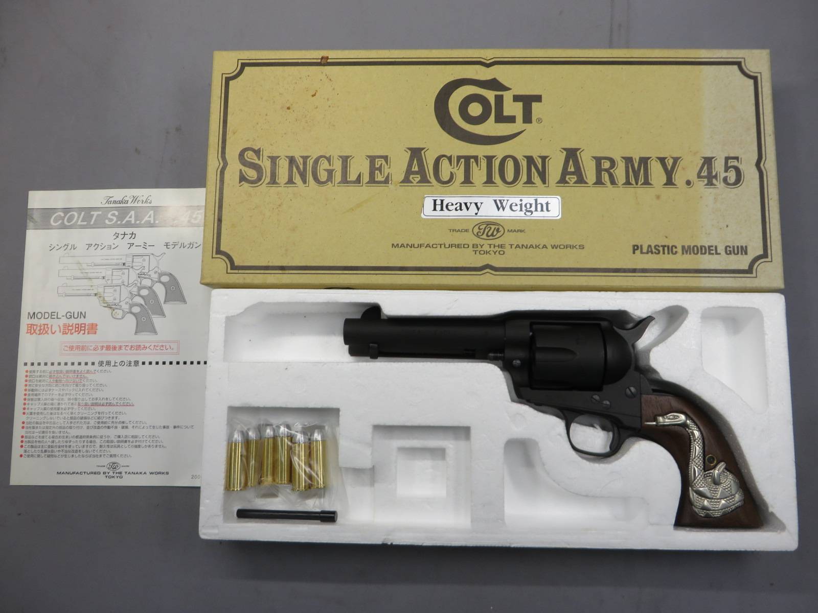 【タナカ】コルトSAA.45 2nd シビリアン HW ・ラトルスネーク 木製グリップ　モデルガン