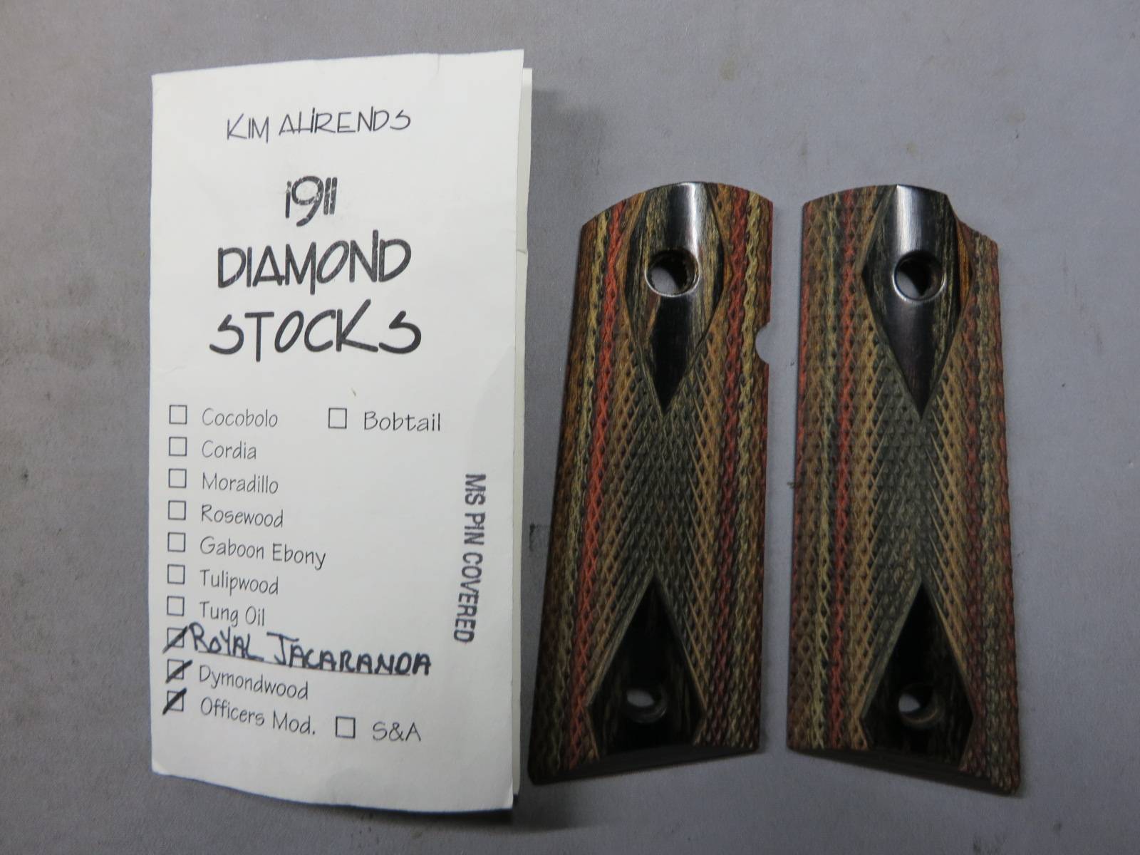 【キムアーレンズ】ROYAL JACARANOR Dymondwood オフィサーズ グリップ