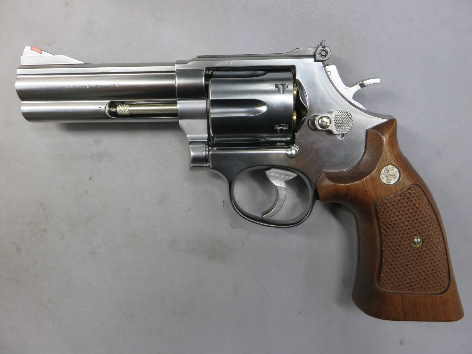 【マルシン】S&W M686 シルバーABS ハーフチェッカー木製グリップ仕様 リアルXカートリッジ