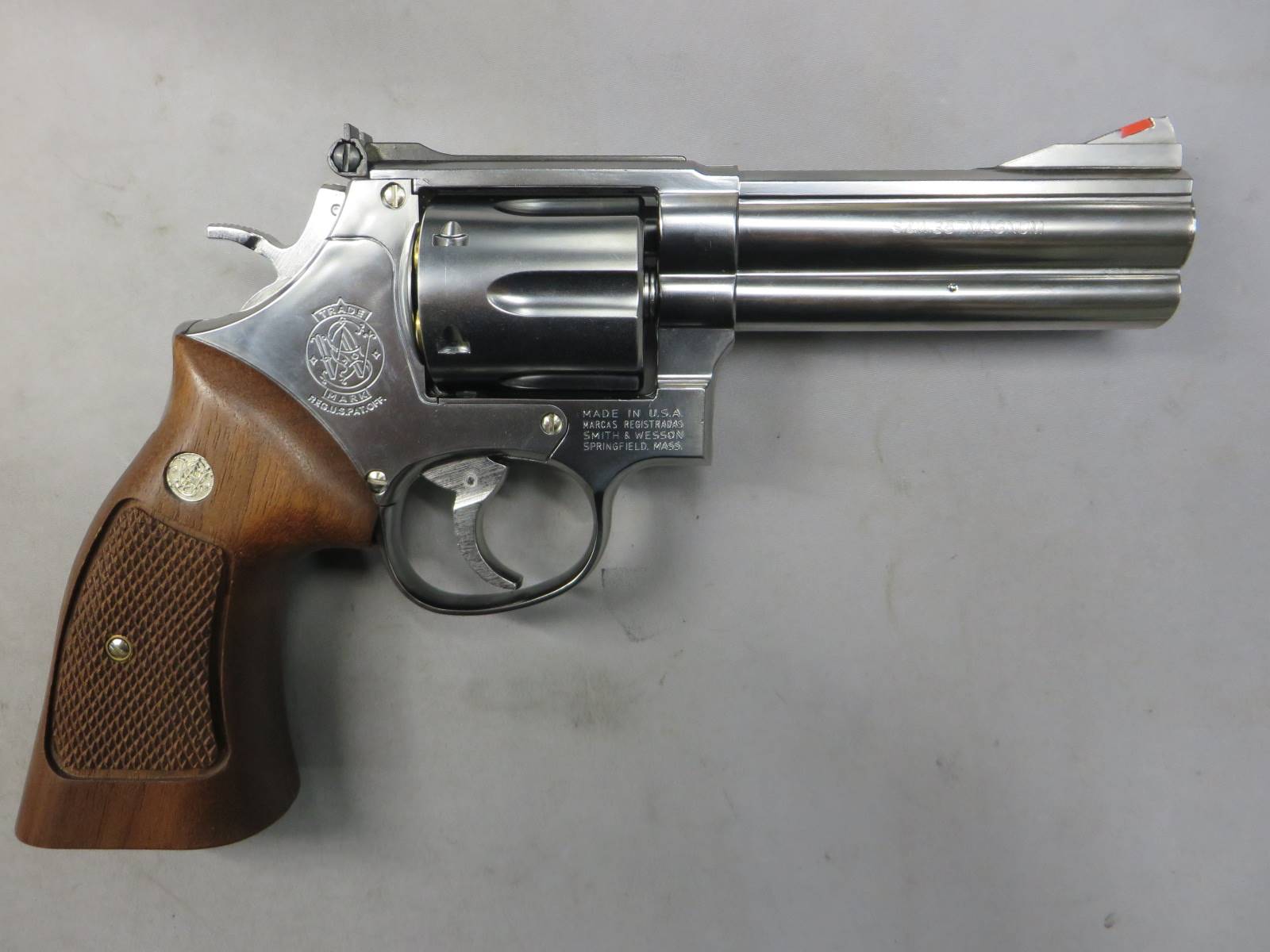 【マルシン】S&W M686 シルバーABS ハーフチェッカー木製グリップ仕様 リアルXカートリッジ